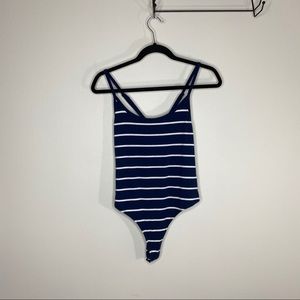 Free Press Blue & White Striped Bodysuit